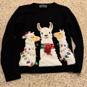Karen Scott Black Llama Holiday Sweater